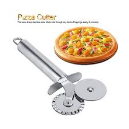 2-in-1 Stainless Steel Pizza & Pitha Cutter – Multipurpose Sharp Wheel Slicer for Kitchen Use
