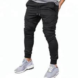 Black Cotton Slim Fit Sweatpants for Men