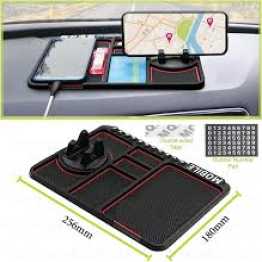 Car Dashboard Anti Slip Phone Mat with 360 Degrees Rotating Phone Holder Non-Slip Multifunctional 6 in 1