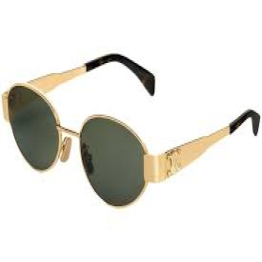 Celine CL40235U 4S235 Triomphe Oval Metal Gold Frame Green Lens Sunglasses