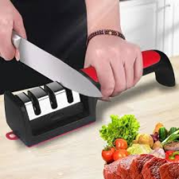 Kitchen 3-Segment Knife Sharpener Household Multi-Functional Hand-Held 3-Purpose Black Sharpening Stone