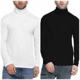 Men’s High Neck Texture sweater (Black) (White)