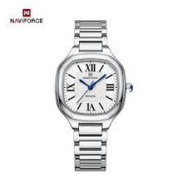 NAVIFORCE NF5042S Waterproof Stainless Steel Analog Watch For Womens- Silver & White