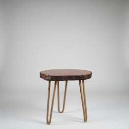 Stylish Table Furniture for Home Hotel Living Room Gold Brown Color Table Modern Wood Metal Round Shape Furniture Center Tables